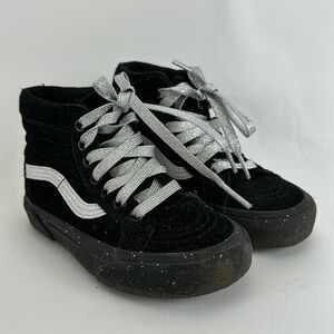 Vans Sk8-Hi Kids shoes Size 11 glitter sole, black suede